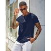 COOFANDY Men’s Cotton Pocket Tee Shirts Soft Crew Neck Stretch T Shirt Plain Casual Short Sleeve Summer Basic Tops(1 Pack- Navy Blue)