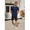 COOFANDY Men’s Cotton Pocket Tee Shirts Soft Crew Neck Stretch T Shirt Plain Casual Short Sleeve Summer Basic Tops(1 Pack- Navy Blue)