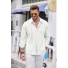 COOFANDY Mens Cuban Guayabera Shirt Casual Button Down Shirts Long Sleeve Summer Beach Shirts(A-white)