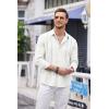 COOFANDY Mens Cuban Guayabera Shirt Casual Button Down Shirts Long Sleeve Summer Beach Shirts(A-white)