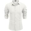 COOFANDY Mens Cuban Guayabera Shirt Casual Button Down Shirts Long Sleeve Summer Beach Shirts(A-white)