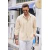 COOFANDY Mens Cuban Guayabera Shirt Casual Button Down Shirts Long Sleeve Summer Beach Shirts(Beige)