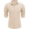 COOFANDY Mens Cuban Guayabera Shirt Casual Button Down Shirts Long Sleeve Summer Beach Shirts(Beige)