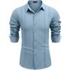 COOFANDY Mens Cuban Guayabera Shirt Casual Button Down Shirts Long Sleeve Summer Beach Shirts(Blue)