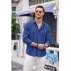 COOFANDY Mens Cuban Guayabera Shirt Casual Button Down Shirts Long Sleeve Summer Beach Shirts(Brilliant Blue)