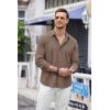 COOFANDY Mens Cuban Guayabera Shirt Casual Button Down Shirts Long Sleeve Summer Beach Shirts(Brown)