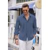 COOFANDY Mens Cuban Guayabera Shirt Casual Button Down Shirts Long Sleeve Summer Beach Shirts(Dark Blue)