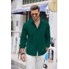 COOFANDY Mens Cuban Guayabera Shirt Casual Button Down Shirts Long Sleeve Summer Beach Shirts(Dark Green)