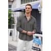 COOFANDY Mens Cuban Guayabera Shirt Casual Button Down Shirts Long Sleeve Summer Beach Shirts(Dark Grey)