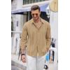 COOFANDY Mens Cuban Guayabera Shirt Casual Button Down Shirts Long Sleeve Summer Beach Shirts(Dark Khaki)