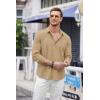 COOFANDY Mens Cuban Guayabera Shirt Casual Button Down Shirts Long Sleeve Summer Beach Shirts(Dark Khaki)