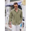 COOFANDY Mens Cuban Guayabera Shirt Casual Button Down Shirts Long Sleeve Summer Beach Shirts(Green)
