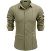 COOFANDY Mens Cuban Guayabera Shirt Casual Button Down Shirts Long Sleeve Summer Beach Shirts(Green)