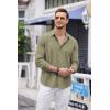 COOFANDY Mens Cuban Guayabera Shirt Casual Button Down Shirts Long Sleeve Summer Beach Shirts(Green)