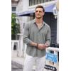 COOFANDY Mens Cuban Guayabera Shirt Casual Button Down Shirts Long Sleeve Summer Beach Shirts(Grey)