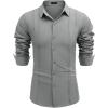 COOFANDY Mens Cuban Guayabera Shirt Casual Button Down Shirts Long Sleeve Summer Beach Shirts(Grey)