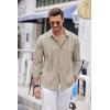 COOFANDY Mens Cuban Guayabera Shirt Casual Button Down Shirts Long Sleeve Summer Beach Shirts(Khaki)