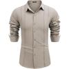 COOFANDY Mens Cuban Guayabera Shirt Casual Button Down Shirts Long Sleeve Summer Beach Shirts(Khaki)