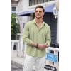 COOFANDY Mens Cuban Guayabera Shirt Casual Button Down Shirts Long Sleeve Summer Beach Shirts(Light Green)