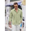 COOFANDY Mens Cuban Guayabera Shirt Casual Button Down Shirts Long Sleeve Summer Beach Shirts(Light Green)