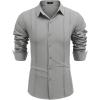 COOFANDY Mens Cuban Guayabera Shirt Casual Button Down Shirts Long Sleeve Summer Beach Shirts(Light Grey)