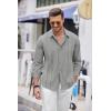 COOFANDY Mens Cuban Guayabera Shirt Casual Button Down Shirts Long Sleeve Summer Beach Shirts(Light Grey)