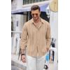 COOFANDY Mens Cuban Guayabera Shirt Casual Button Down Shirts Long Sleeve Summer Beach Shirts(Light Khaki)