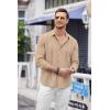 COOFANDY Mens Cuban Guayabera Shirt Casual Button Down Shirts Long Sleeve Summer Beach Shirts(Light Khaki)
