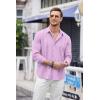 COOFANDY Mens Cuban Guayabera Shirt Casual Button Down Shirts Long Sleeve Summer Beach Shirts(Light Purple)