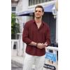 COOFANDY Mens Cuban Guayabera Shirt Casual Button Down Shirts Long Sleeve Summer Beach Shirts(Wine Red)