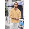 COOFANDY Mens Cuban Guayabera Shirt Casual Button Down Shirts Long Sleeve Summer Beach Shirts(Yellow)