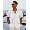 COOFANDY Men’s Cuban Guayabera Shirt Casual Short Sleeve Button Down Shirts Summer Beach Shirts(A-white)
