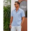 COOFANDY Men’s Cuban Guayabera Shirt Casual Short Sleeve Button Down Shirts Summer Beach Shirts(Light Blue)