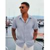COOFANDY Men’s Cuban Guayabera Shirt Short Sleeve Button Down Shirts Casual Summer Beach Linen Shirts(Blue Grey)