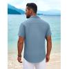 COOFANDY Men’s Cuban Guayabera Shirt Short Sleeve Button Down Shirts Casual Summer Beach Linen Shirts(Denim Blue)