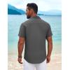 COOFANDY Men’s Cuban Guayabera Shirt Short Sleeve Button Down Shirts Casual Summer Beach Linen Shirts(Gray)