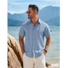 COOFANDY Men’s Cuban Guayabera Shirt Short Sleeve Button Down Shirts Casual Summer Beach Linen Shirts(Light Blue)