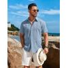 COOFANDY Men’s Cuban Guayabera Shirt Short Sleeve Button Down Shirts Casual Summer Beach Linen Shirts(Light Blue)