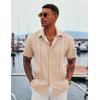 COOFANDY Men’s Cuban Guayabera Shirt Short Sleeve Button Down Shirts Casual Summer Beach Linen Shirts(Light Khaki)