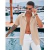 COOFANDY Men’s Cuban Guayabera Shirt Short Sleeve Button Down Shirts Casual Summer Beach Linen Shirts(Light Khaki)