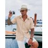 COOFANDY Men’s Cuban Guayabera Shirt Short Sleeve Button Down Shirts Casual Summer Beach Linen Shirts(Light Khaki)