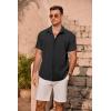 COOFANDY Mens Cuban Guayabera Shirt Short Sleeve Button Down Shirts Summer Beach Vacation Shirts(A-black)