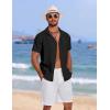 COOFANDY Mens Cuban Guayabera Shirt Short Sleeve Button Down Shirts Summer Beach Vacation Shirts(A-black)