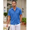 COOFANDY Mens Cuban Guayabera Shirt Short Sleeve Button Down Shirts Summer Beach Vacation Shirts(Blue)