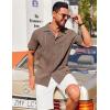 COOFANDY Mens Cuban Guayabera Shirt Short Sleeve Button Down Shirts Summer Beach Vacation Shirts(Brown)