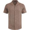 COOFANDY Mens Cuban Guayabera Shirt Short Sleeve Button Down Shirts Summer Beach Vacation Shirts(Brown)