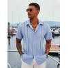 COOFANDY Mens Cuban Guayabera Shirt Short Sleeve Button Down Shirts Summer Beach Vacation Shirts(Cornflower Blue)