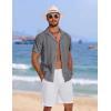 COOFANDY Mens Cuban Guayabera Shirt Short Sleeve Button Down Shirts Summer Beach Vacation Shirts(Dark Gray)