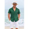 COOFANDY Mens Cuban Guayabera Shirt Short Sleeve Button Down Shirts Summer Beach Vacation Shirts(Forest Green)