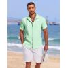 COOFANDY Mens Cuban Guayabera Shirt Short Sleeve Button Down Shirts Summer Beach Vacation Shirts(Ice Green)